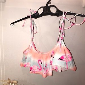 Flamingo Pink Tie Up Bikini Top